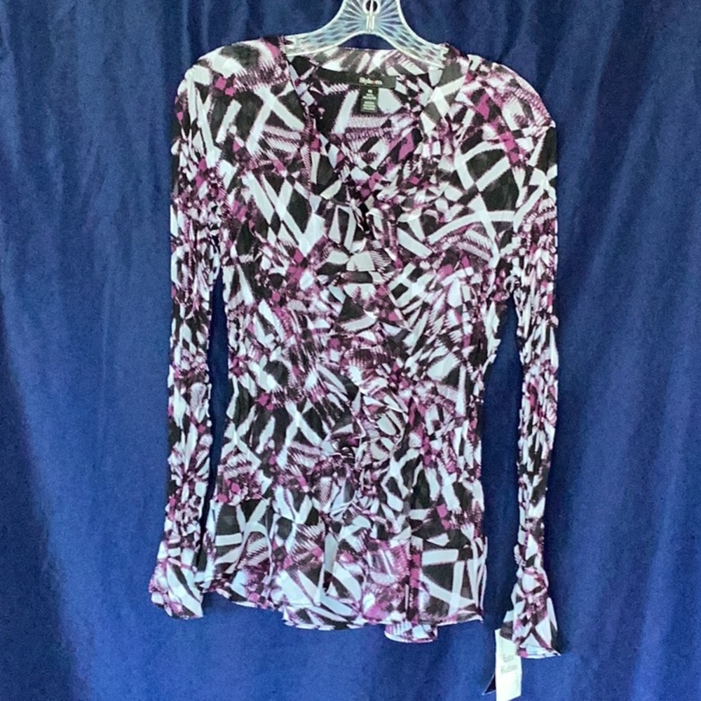 Style & Co blouse.   Super cute ruffle front and bottom